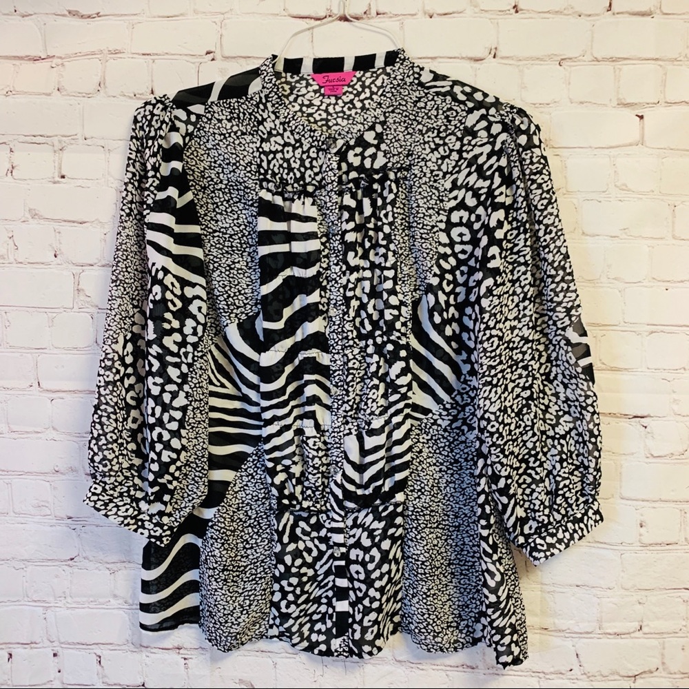 Fucsia Button Down Front Zebra Multiple Pattern - image 1
